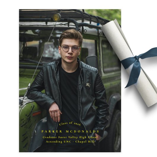 Full Bleed Photo Yellow Graduation Announcement Aankondiging