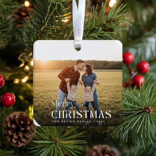 Full Bleed Rounded Family Photo Christmas Ornament