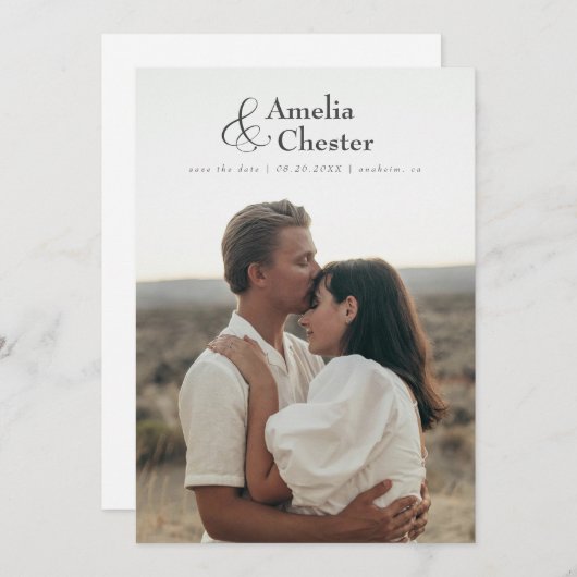 Full-bleed Sla de datum op met grote & Save The Date (Voorkant / Achterkant)