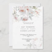 Full Bloom Pink Roses Wedding Invitation Kaart (Voorkant)