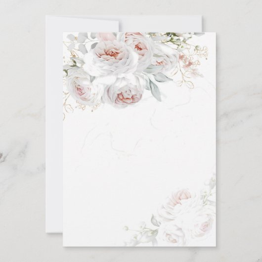 Full Bloom Pink Roses Wedding Invitation Kaart (Achterkant)