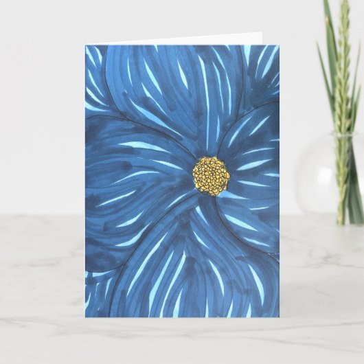 Full Blue Flower Blank Kaart (Voorkant)