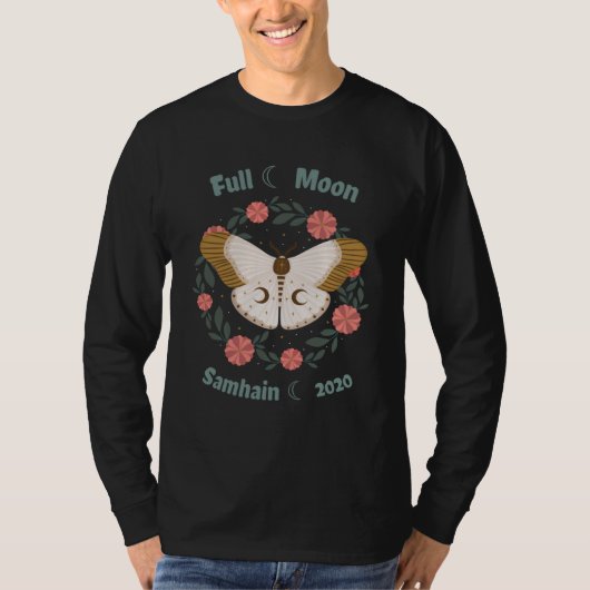 Full Blue Moon Samhain 2020 Moth Garland T-shirt (Voorkant)