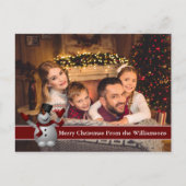 Full Briefkaart Photo Snowman met rode tekstband (Voorkant)