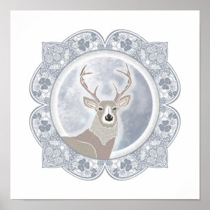 Full Buck Moon Juli Maan Illustratie Poster