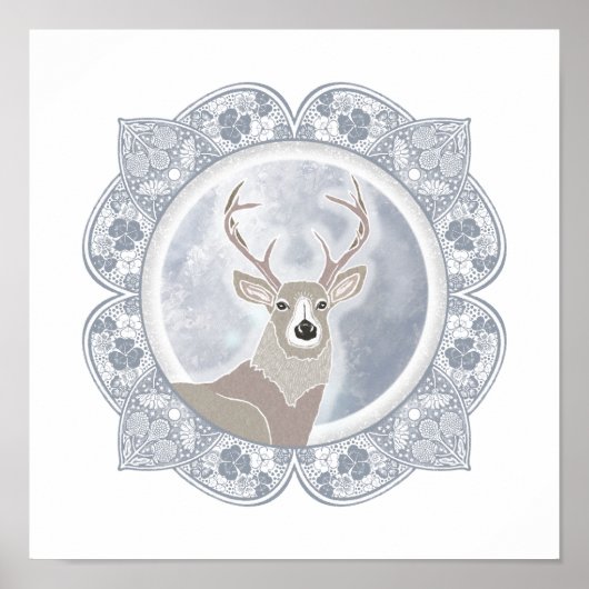 Full Buck Moon | Juli Maan Illustratie Poster (Voorkant)