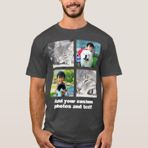 Full Color 4 Photo Mosaic Afbeelding Collage T-Shi T-shirt