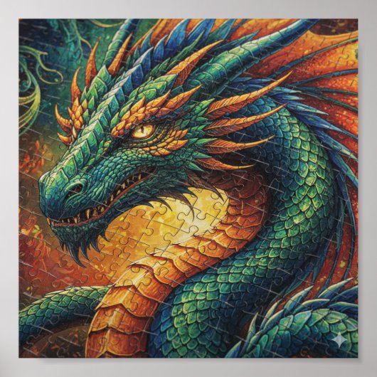 Full Completed Jigsaw Puzzle on Wooden Tabletop Poster (Voorkant)