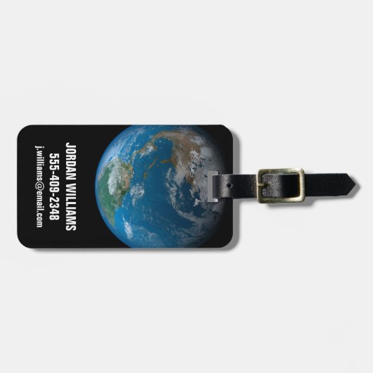 Full Earth met Noord- en Zuid-Amerika. Bagagelabel (Voorkant horizontaal)