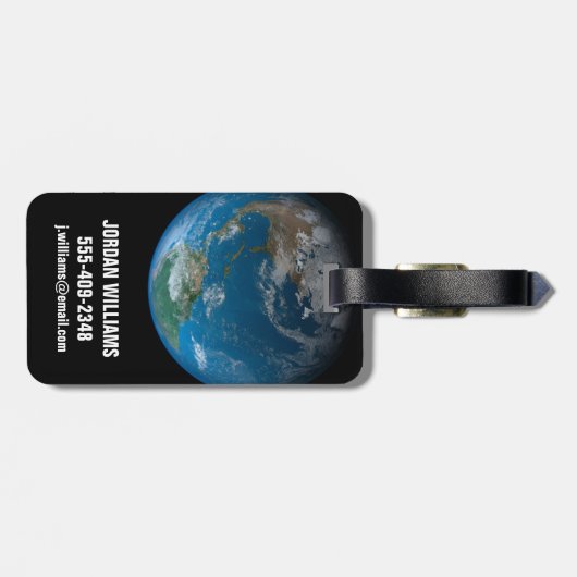 Full Earth met Noord- en Zuid-Amerika. Bagagelabel (Achterkant horizontaal)