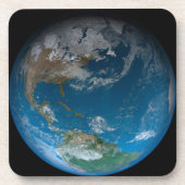 Full Earth met Noord- en Zuid-Amerika. Bier Onderzetter (Voorkant)