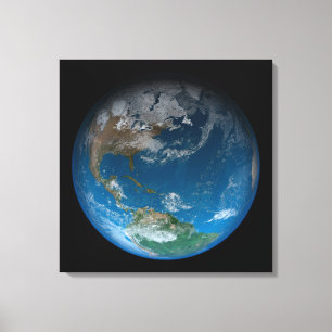 Full Earth met Noord- en Zuid-Amerika. Canvas Afdruk