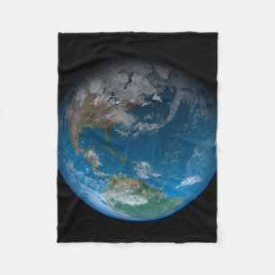 Full Earth met Noord- en Zuid-Amerika. Fleece Deken