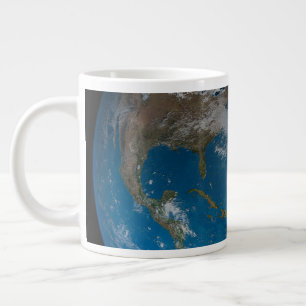 Full Earth met Noord- en Zuid-Amerika. Grote Koffiekop