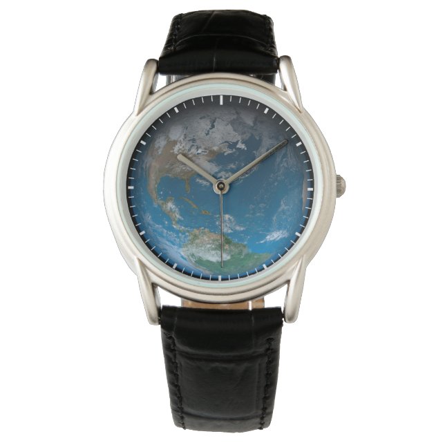 Full Earth met Noord- en Zuid-Amerika. Horloge (Voorkant)