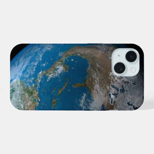 Full Earth met Noord- en Zuid-Amerika. iPhone 15 Case (Achterkant horizontaal)