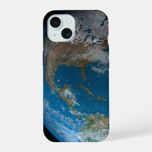 Full Earth met Noord- en Zuid-Amerika. iPhone 15 Case