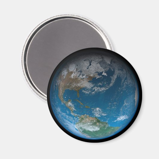 Full Earth met Noord- en Zuid-Amerika. Magneet (Voorkant / Achterkant)