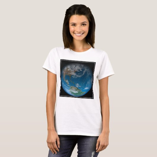 Full Earth met Noord- en Zuid-Amerika. T-shirt (Voorkant volledig)