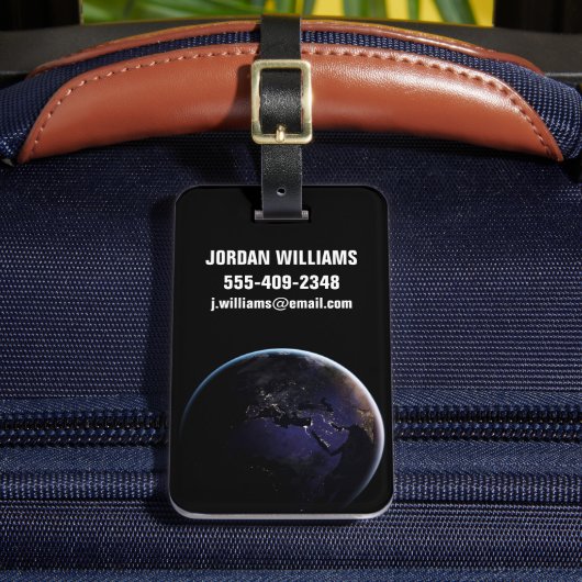 Full Earth met stadslichten van Europa 's nachts. Bagagelabel (Voorkant Insitu 2)