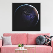 Full Earth met stadslichten van Europa 's nachts. Canvas Afdruk (Insitu (Woonkamer))