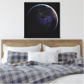 Full Earth met stadslichten van Europa 's nachts. Canvas Afdruk (Insitu (Slaapkamer))