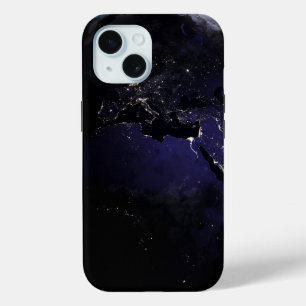Full Earth met stadslichten van Europa 's nachts. iPhone 15 Case