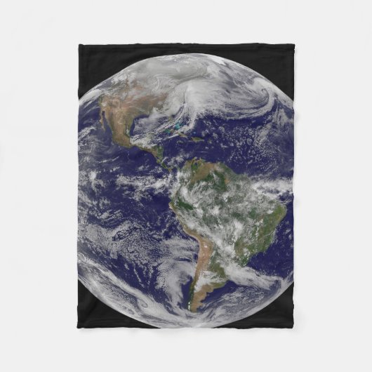 Full Earth toont een krachtig winterse Storm. Fleece Deken (Voorkant)
