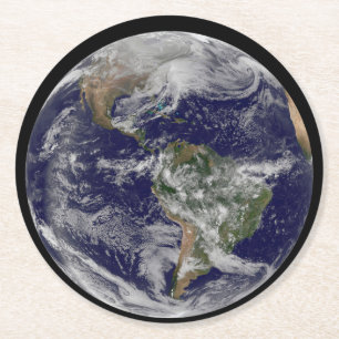 Full Earth toont een krachtig winterse Storm. Ronde Kartonnen Onderzetter