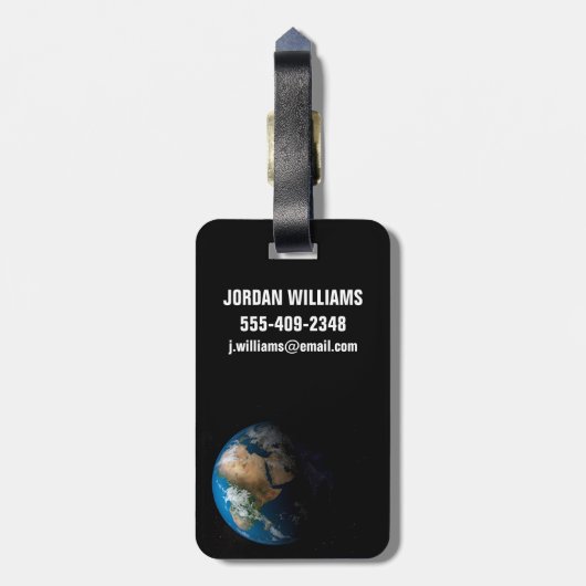 Full Earth toont gesimuleerde wolken boven Afrika. Bagagelabel (Achterkant verticaal)