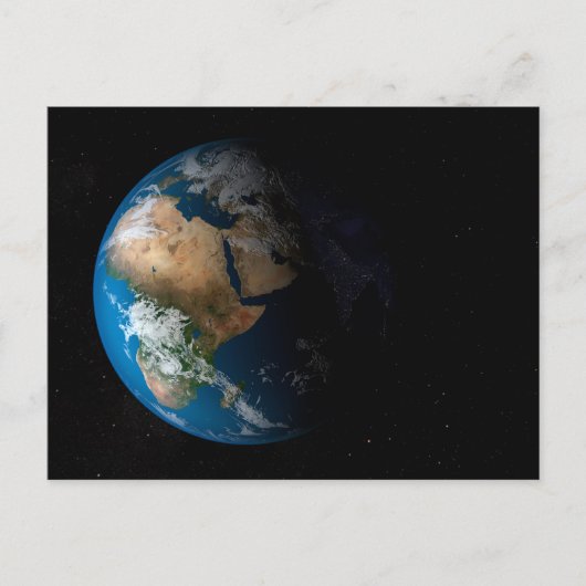 Full Earth toont gesimuleerde wolken boven Afrika. Briefkaart (Voorkant)