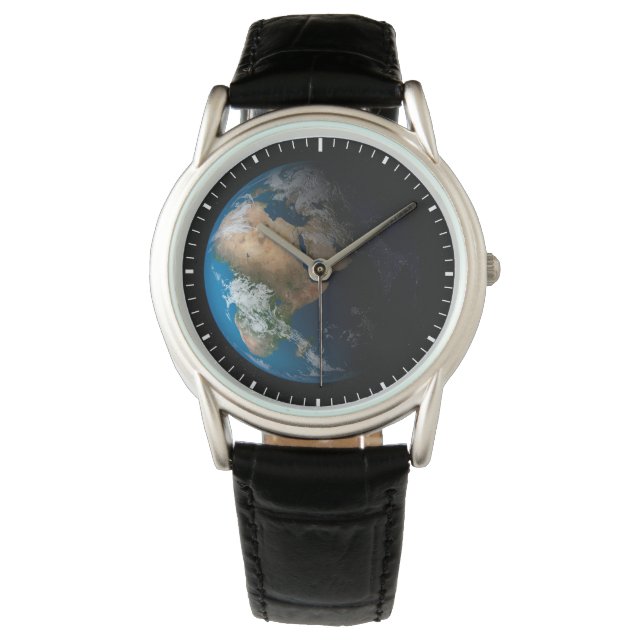 Full Earth toont gesimuleerde wolken boven Afrika. Horloge (Voorkant)