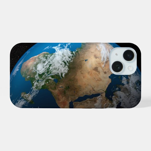 Full Earth toont gesimuleerde wolken boven Afrika. iPhone 15 Case (Achterkant horizontaal)