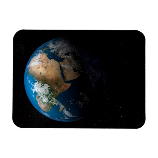 Full Earth toont gesimuleerde wolken boven Afrika. Magneet (Horizontaal)
