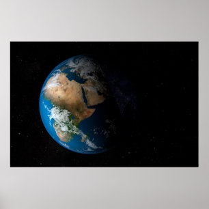 Full Earth toont gesimuleerde wolken boven Afrika. Poster
