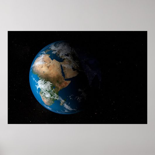 Full Earth toont gesimuleerde wolken boven Afrika. Poster (Voorkant)