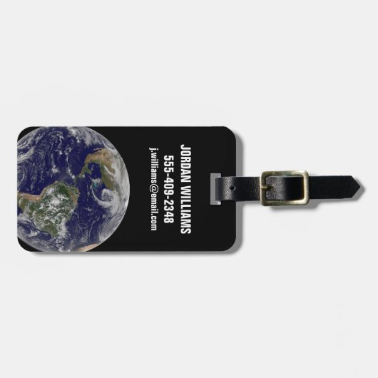 Full Earth toont lagedruksystemen. Bagagelabel (Voorkant horizontaal)