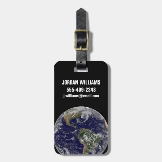 Full Earth toont lagedruksystemen. Bagagelabel (Voorkant verticaal)