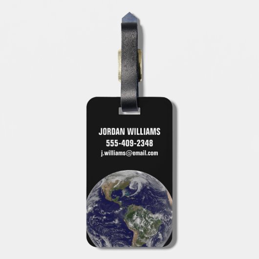 Full Earth toont lagedruksystemen. Bagagelabel (Achterkant verticaal)