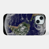 Full Earth toont lagedruksystemen. iPhone 15 Case (Achterkant horizontaal)