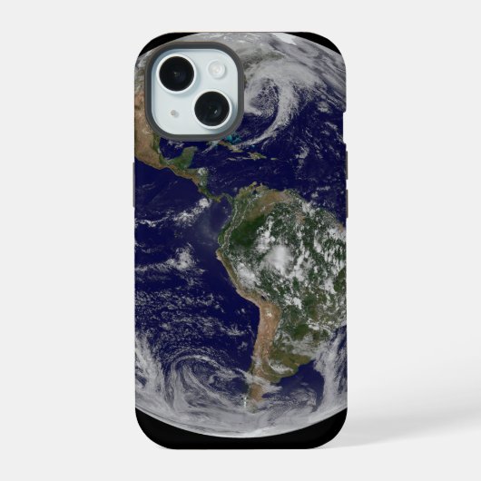 Full Earth toont lagedruksystemen. iPhone 15 Case (Achterkant)