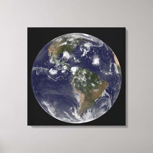 Full Earth toont tropische Stormen in de Atlantisc Canvas Afdruk (Voorkant)