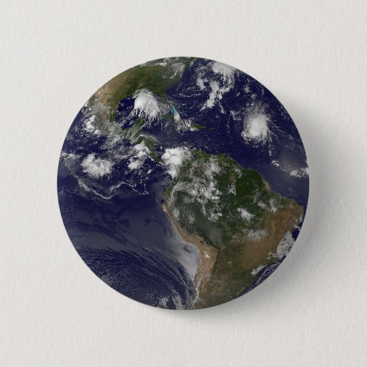 Full Earth toont tropische Stormen in de Atlantisc Ronde Button 5,7 Cm (Voorkant)