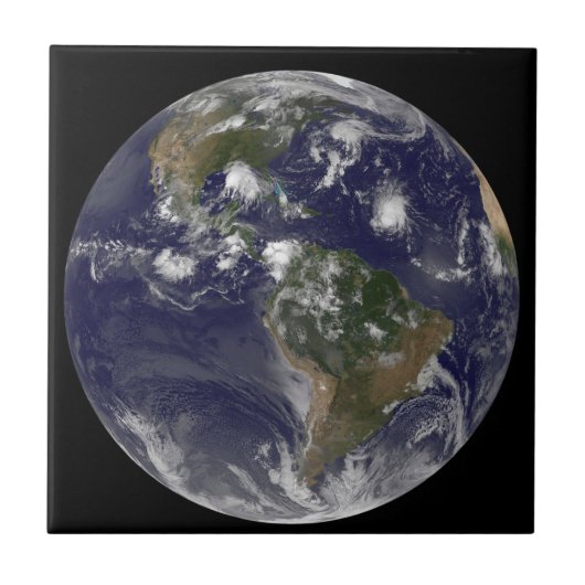 Full Earth toont tropische Stormen in de Atlantisc Tegeltje (Voorkant)