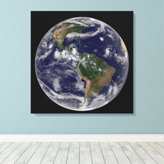 Full Earth toont verschillende tropische Storm sys Canvas Afdruk (Insitu (Houten vloer))