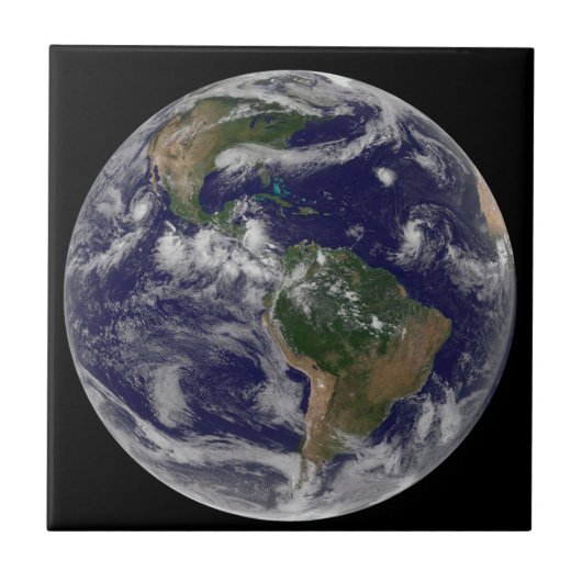 Full Earth toont verschillende tropische Storm sys Tegeltje (Voorkant)