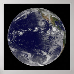 Full Earth toont verschillende tropische Stormen. Poster