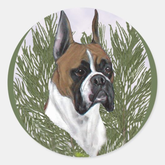 Full Face Boxer Head Studie Ronde Sticker (Voorkant)