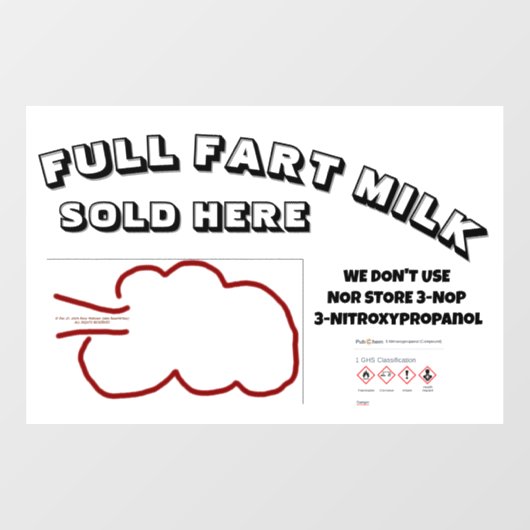 Full Fart Milk beroemd gemaakt door RoseWrites Win Raamsticker (Vel)