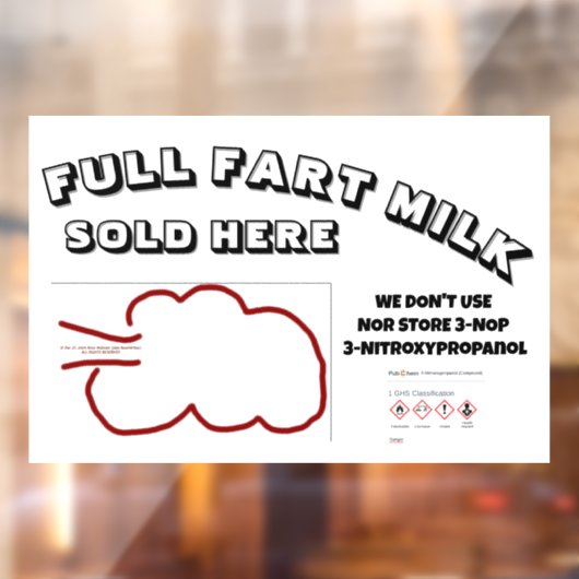 Full Fart Milk beroemd gemaakt door RoseWrites Win Raamsticker (Vel 2)